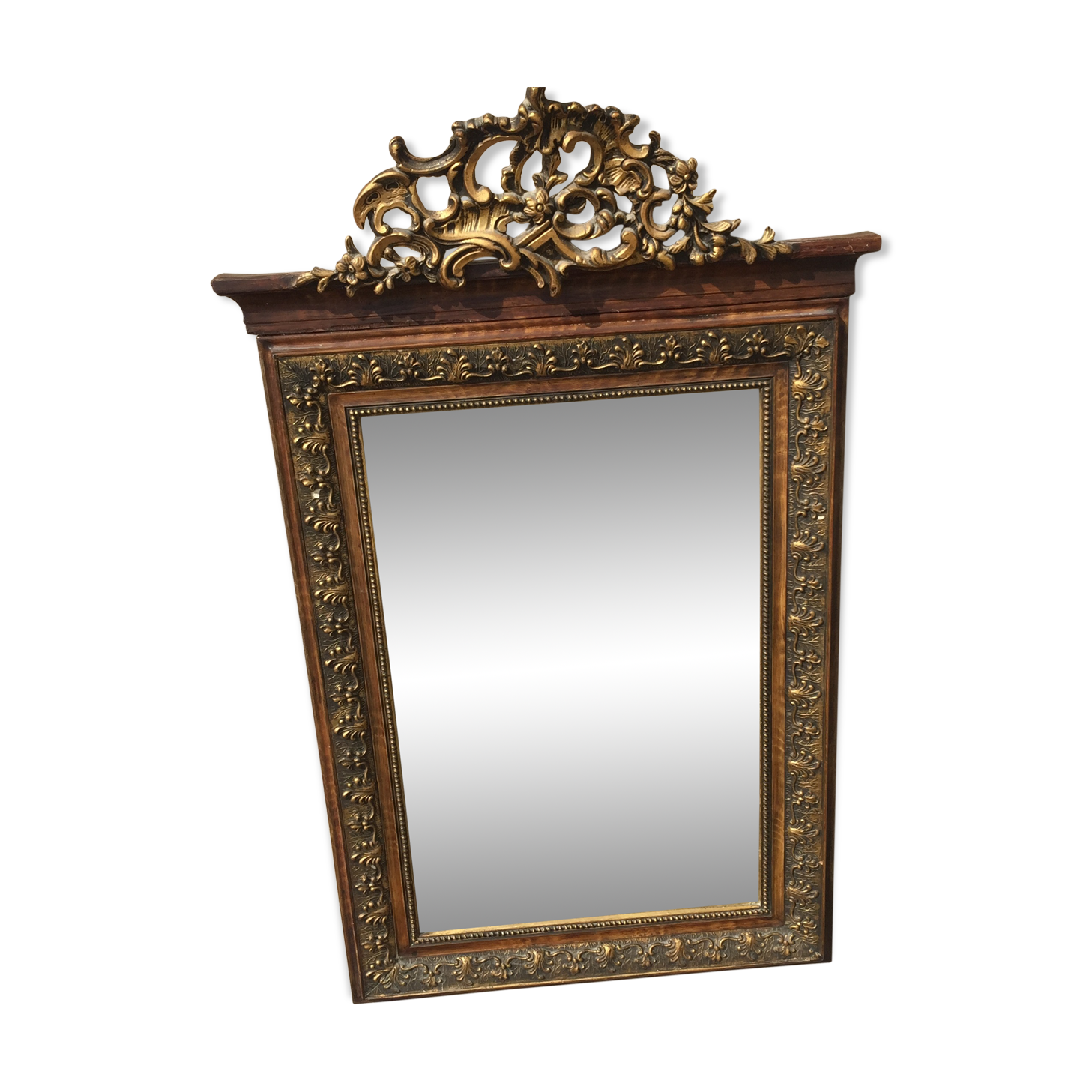 Antique mirror in gilded wood 96 x 58.5 cm