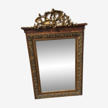 Miroir ancien en bois doré 96 x 58,5 cm