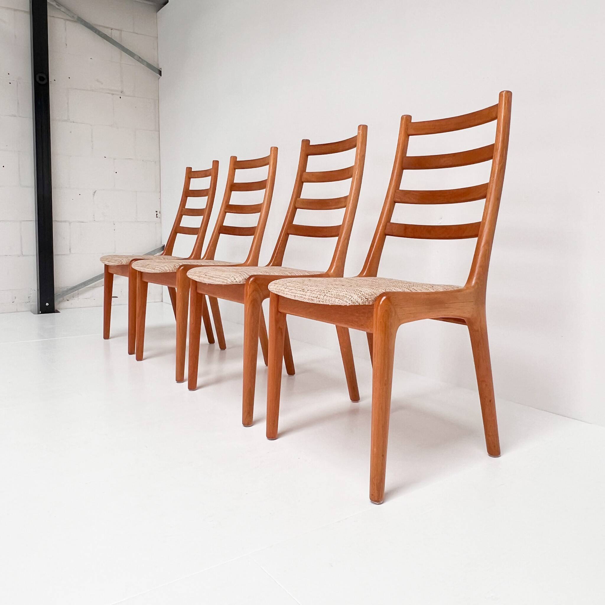 Set of Danish spindle chairs by JK Mobler, 1970s