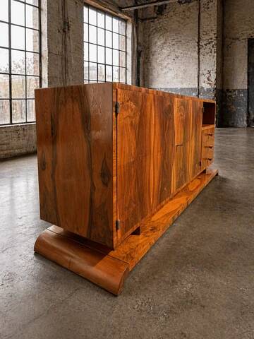 Art Deco walnut sideboard / cabinet, 1930s–1940s, Central Europe