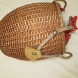 Vintage rattan basket for knitting and work
