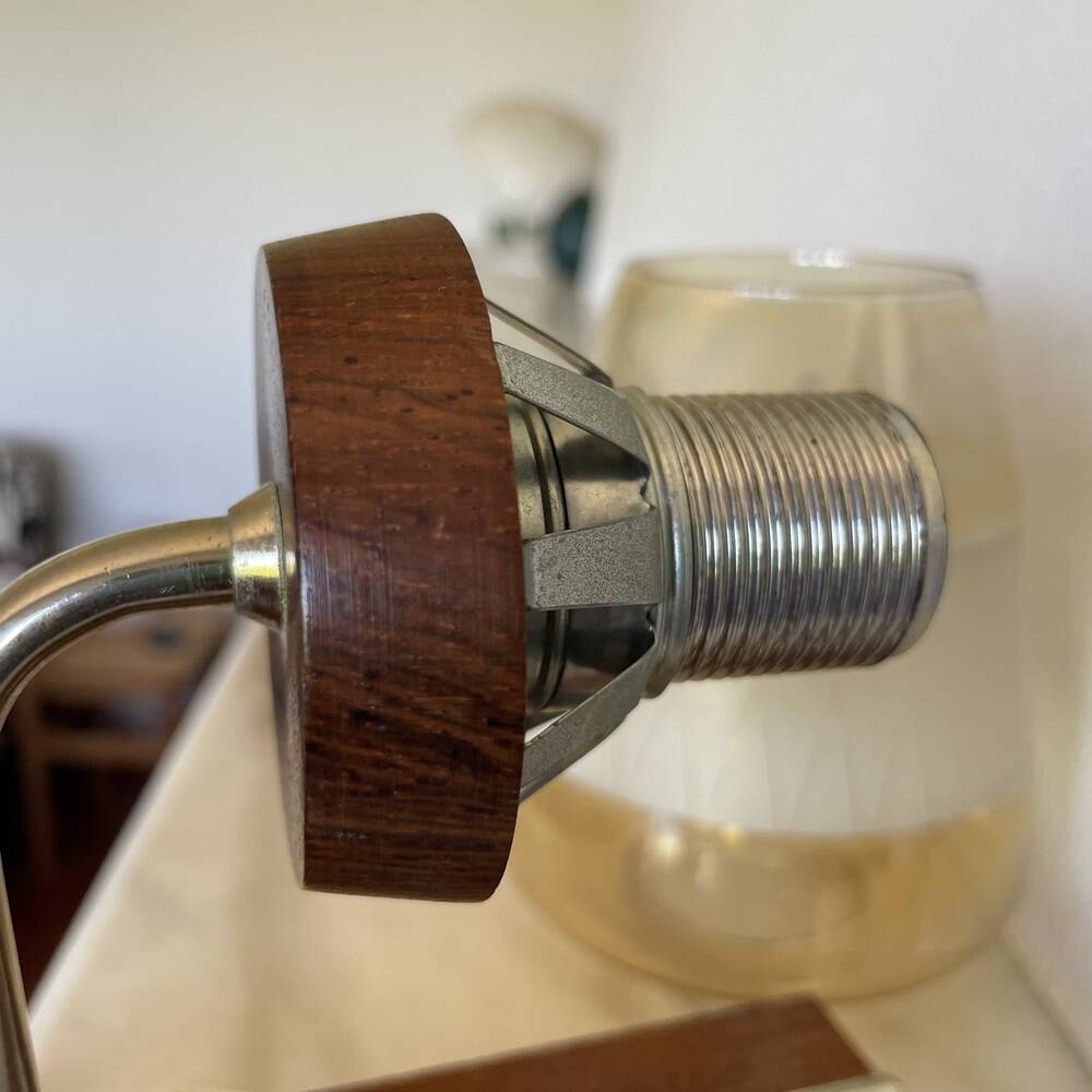 Danish modern teak and amber glass wall sconce, 1960s