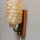 Small, stylish wall lamp with rosewood suspension and hard pressed glass