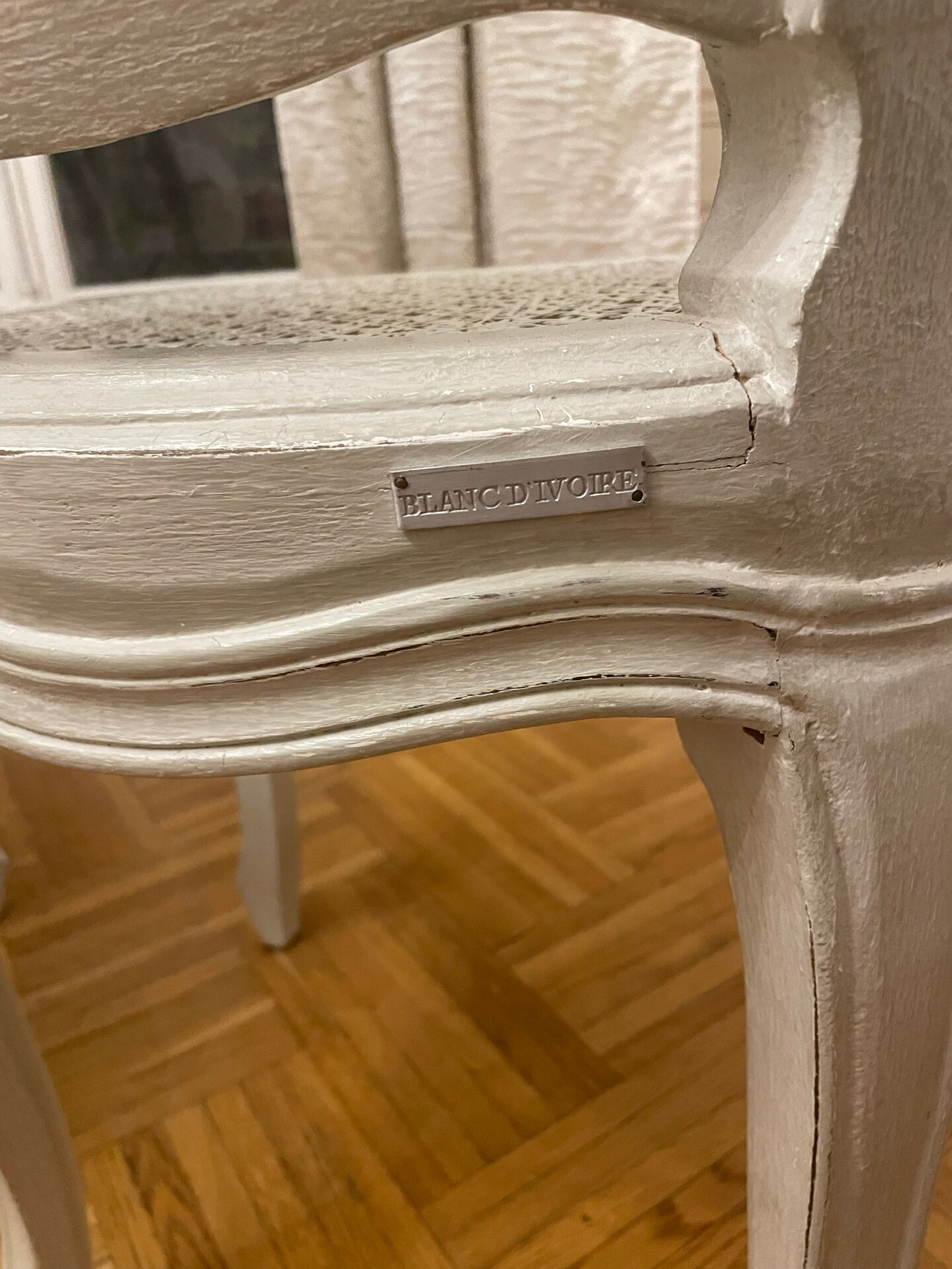 Set of 4 white caned chairs in Louis XV style.