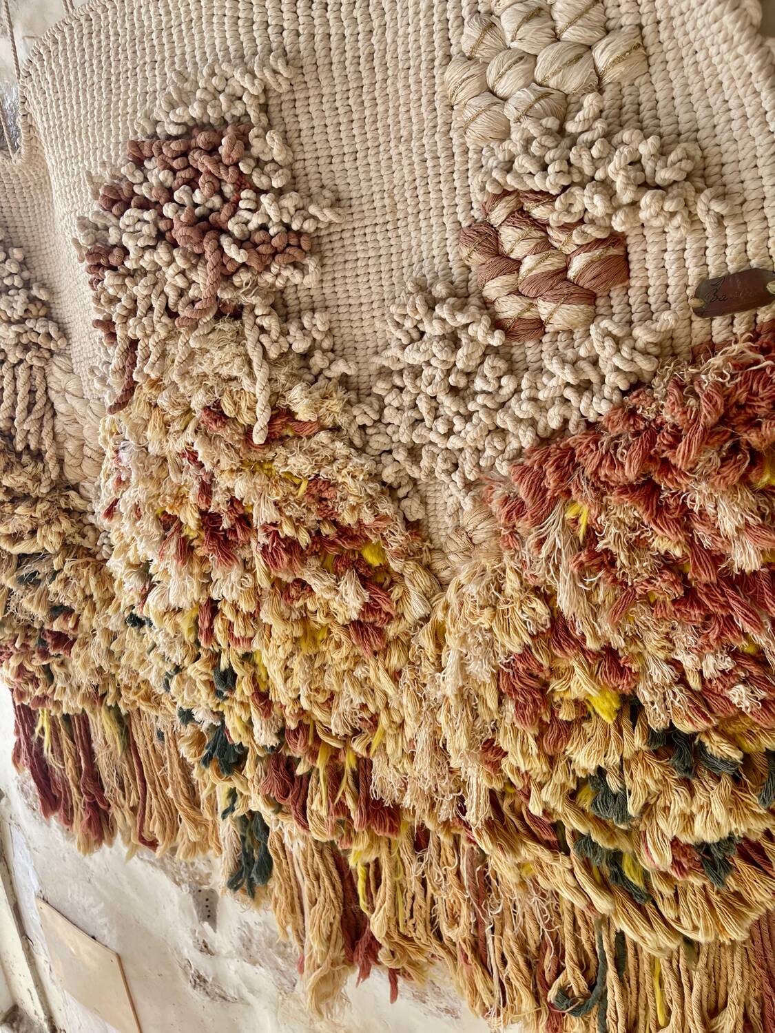Brutalist macramé tapestry, 1980s