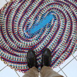 American braided handmade vintage rug 97cm x 125cm 1960, 1C71