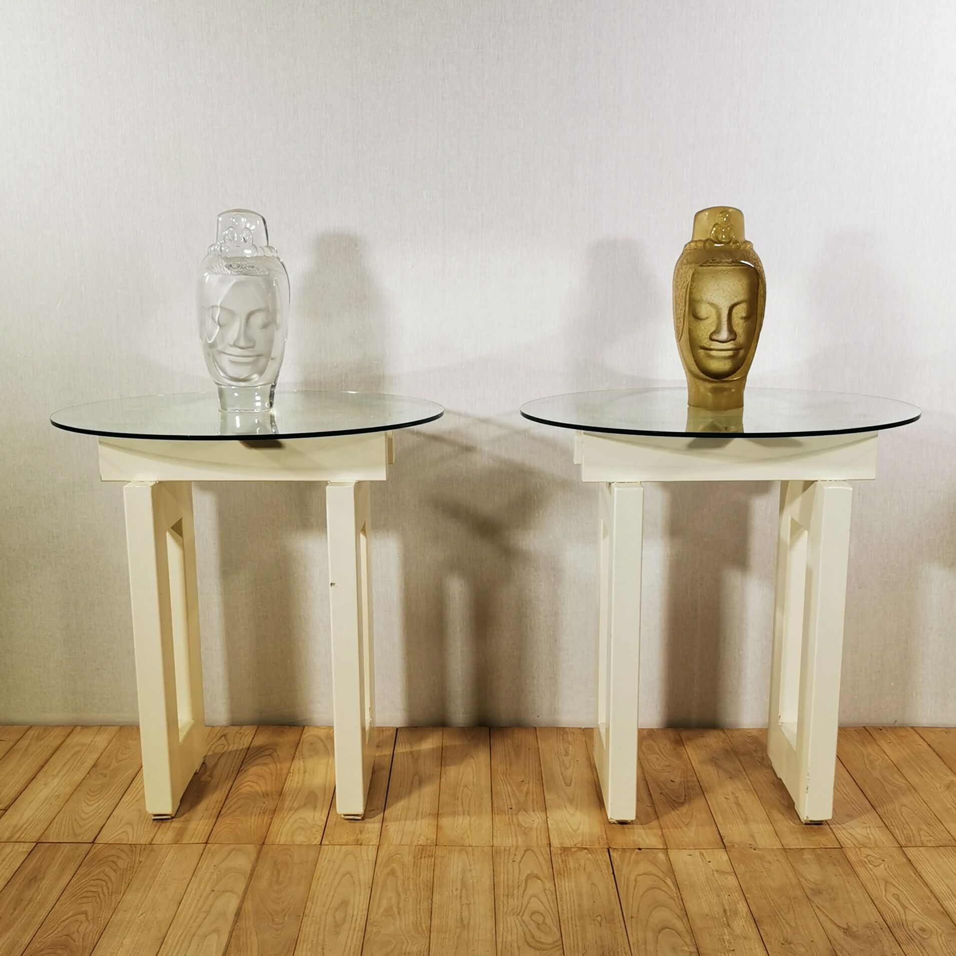 Pair of white painted metal harnesses, circa 1980