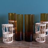 Amber glass and wicker glasses