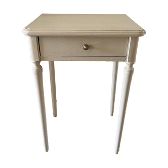 Table de chevet ancienne beige patiné