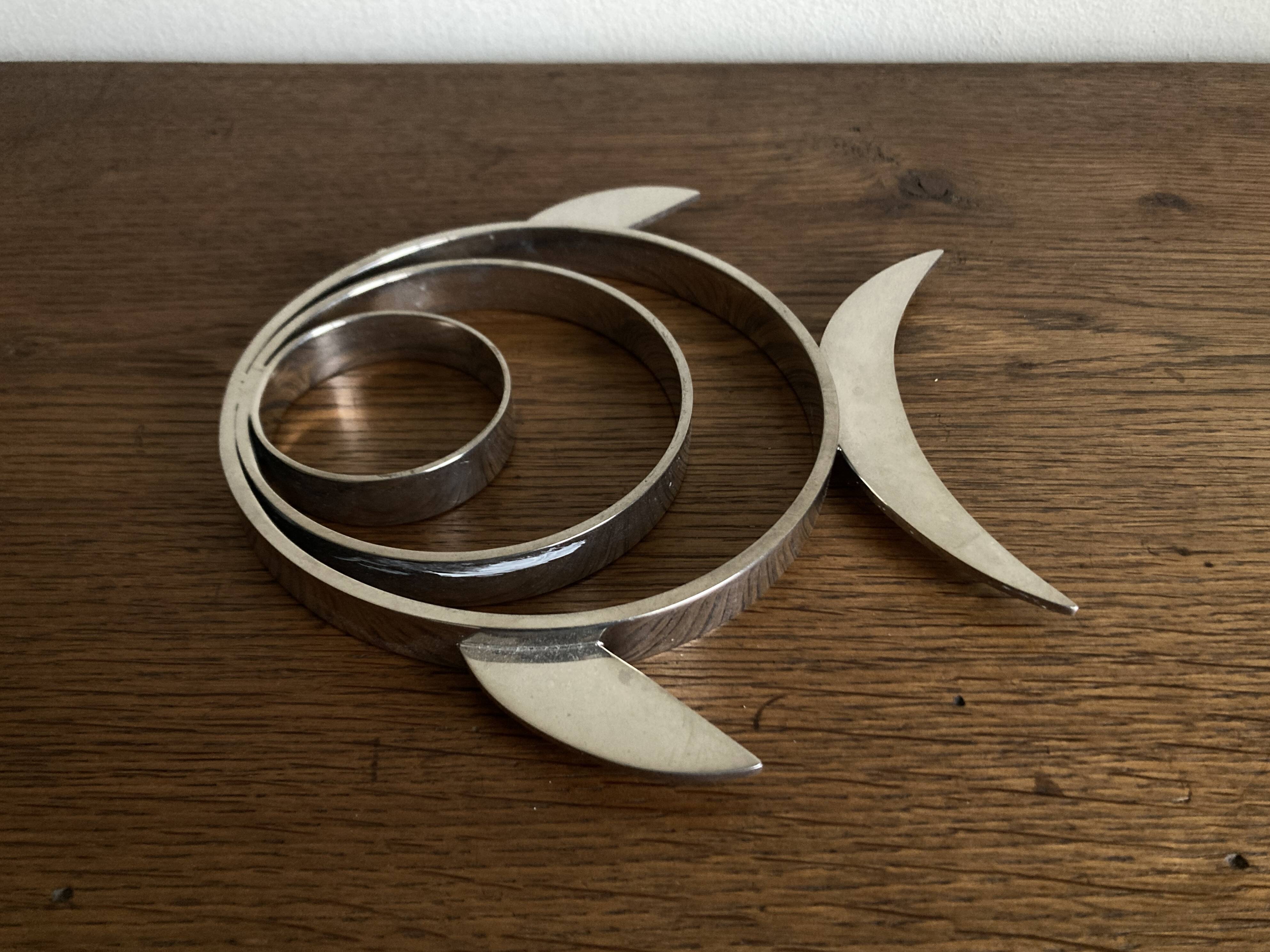 Chrome fish trivet 1970 space age
