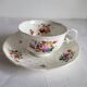 Antique Cup and Saucer in Porcelain with Hand-Painted Floral Decoration