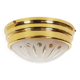 Single vintage brass ceiling light with glass globe
