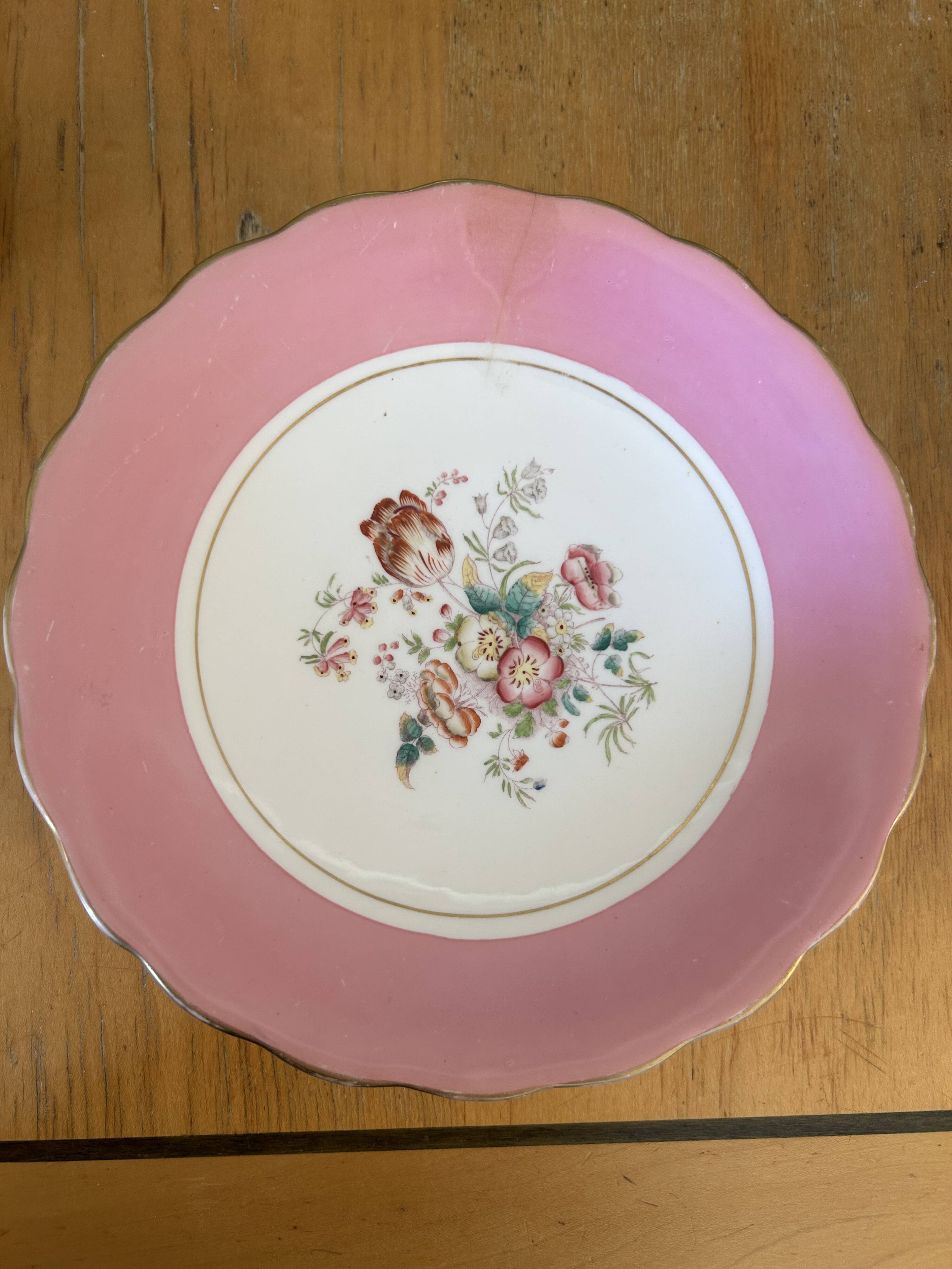 Vintage dessert service / antique in porcelain in colour