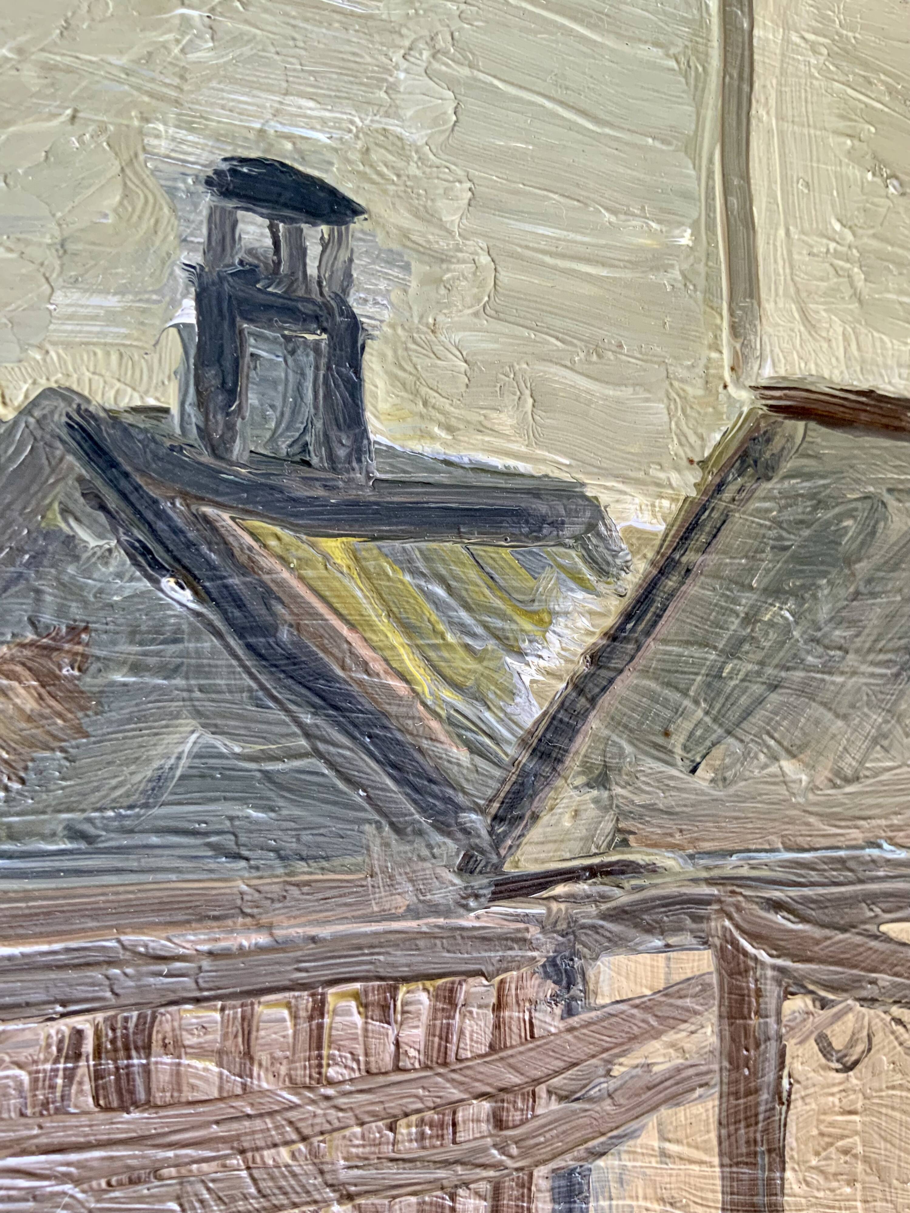 Modernism Mid-20th century Oil Painting Cityscape  by Thage Carlson 1960s