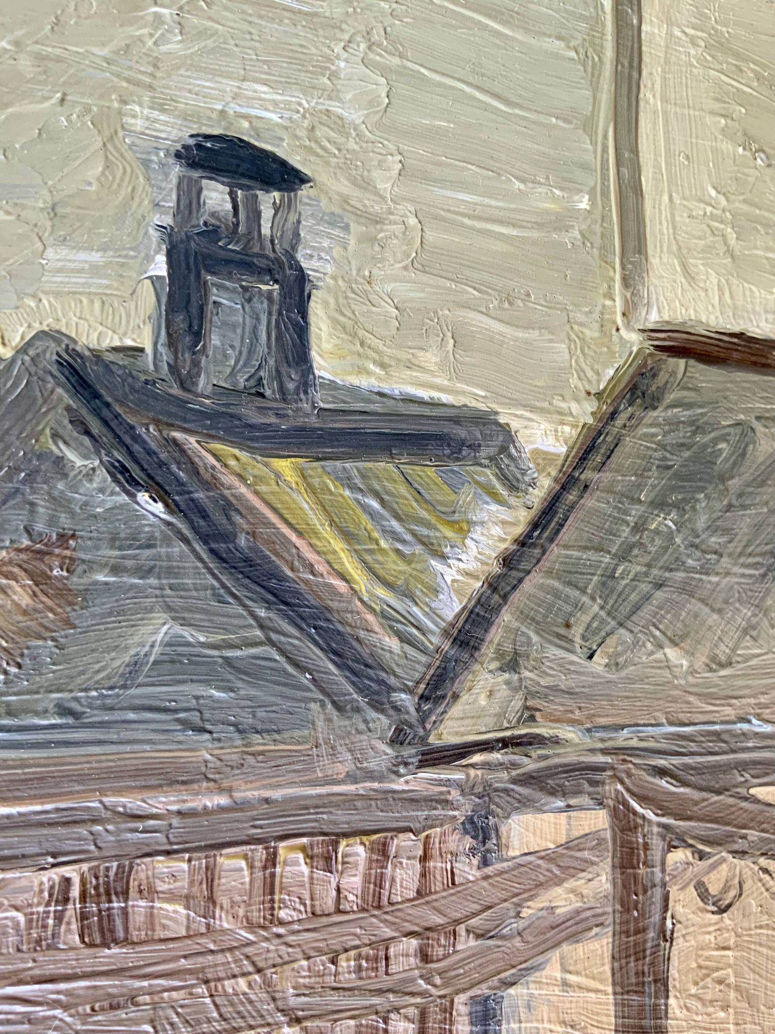 Modernism Mid-20th century Oil Painting Cityscape  by Thage Carlson 1960s