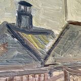 Modernism Mid-20th century Oil Painting Cityscape  by Thage Carlson 1960s