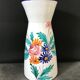 Vintage ceramic vase signed with polychrome flower decoration 25 cm
