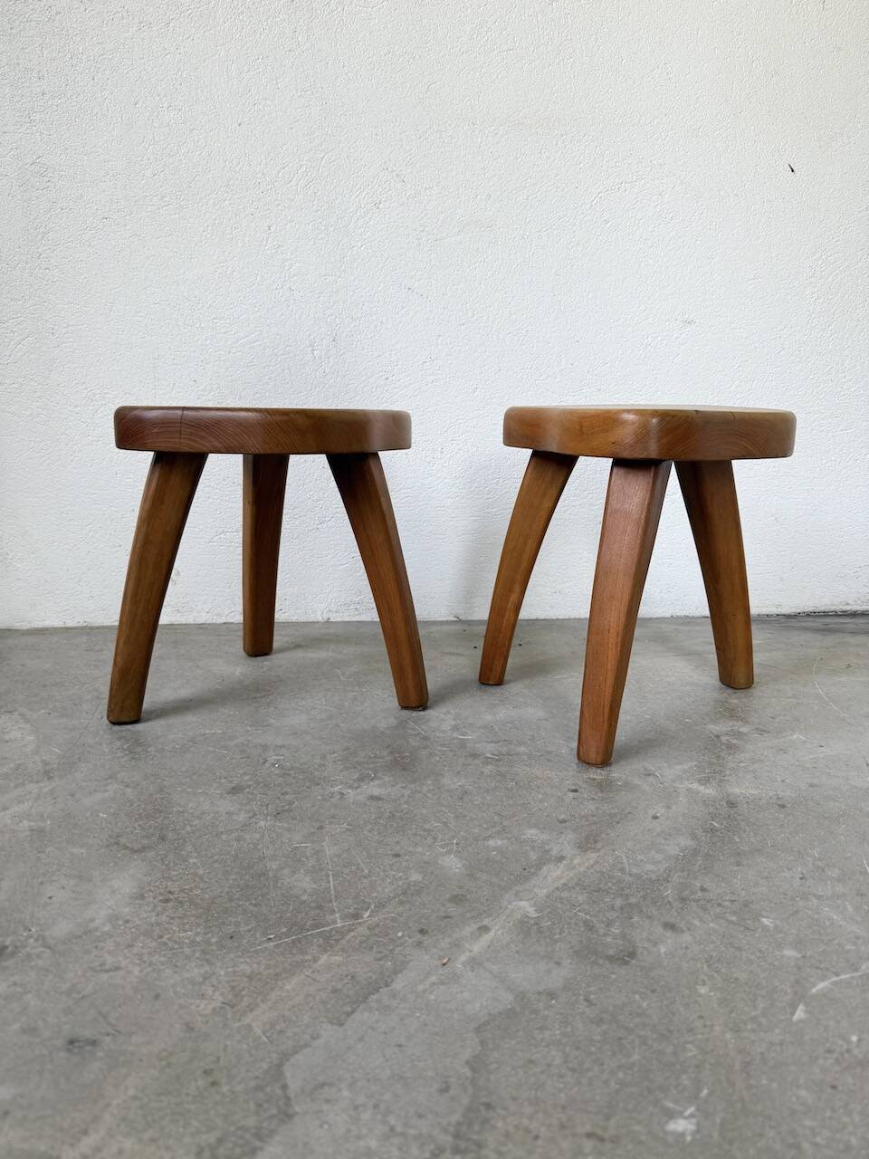 Pair of Henri Bataille oak stools