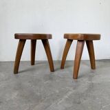 Pair of Henri Bataille oak stools