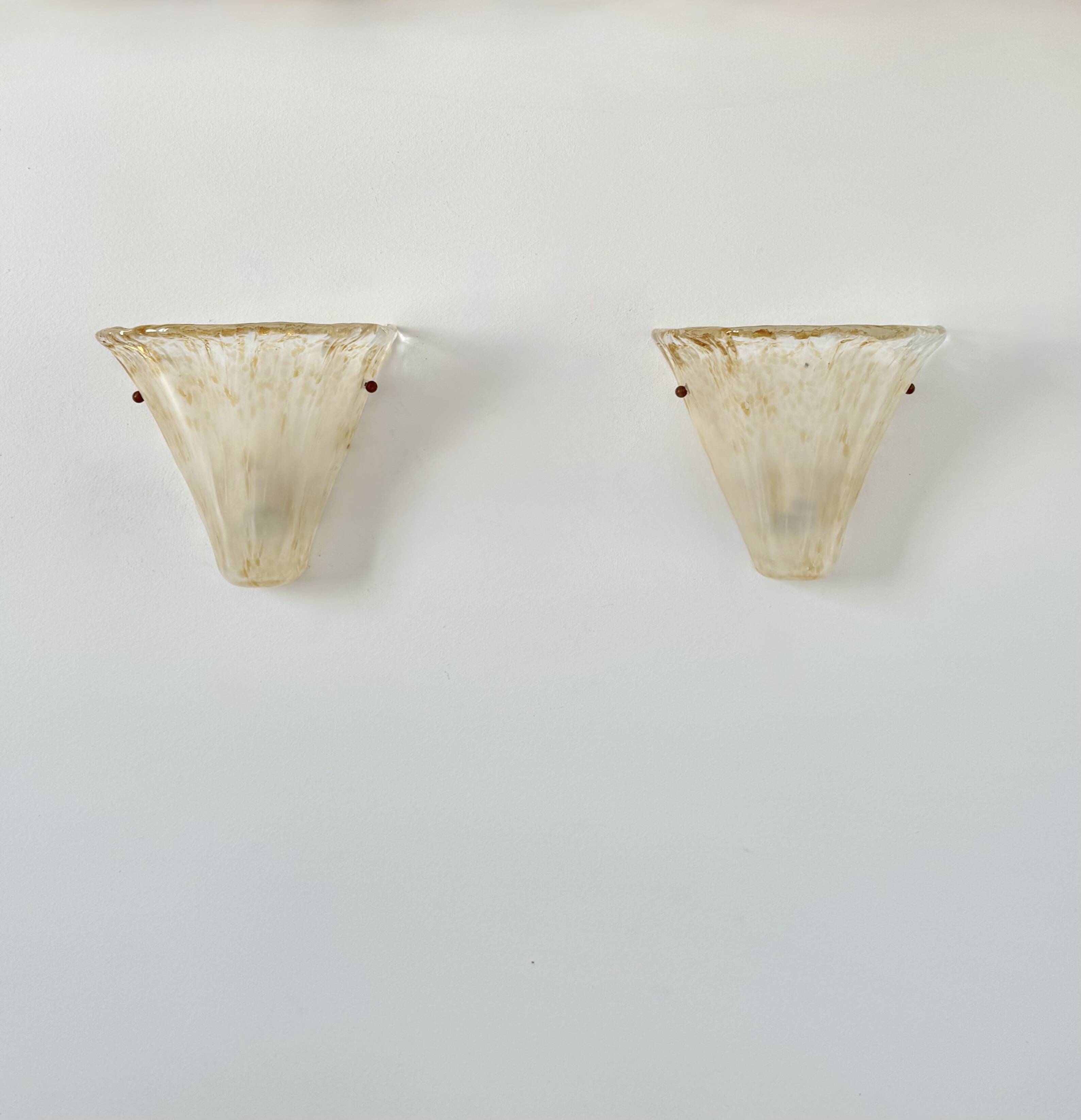 Paire d'appliques vintage verre Murano, Italie, 1980