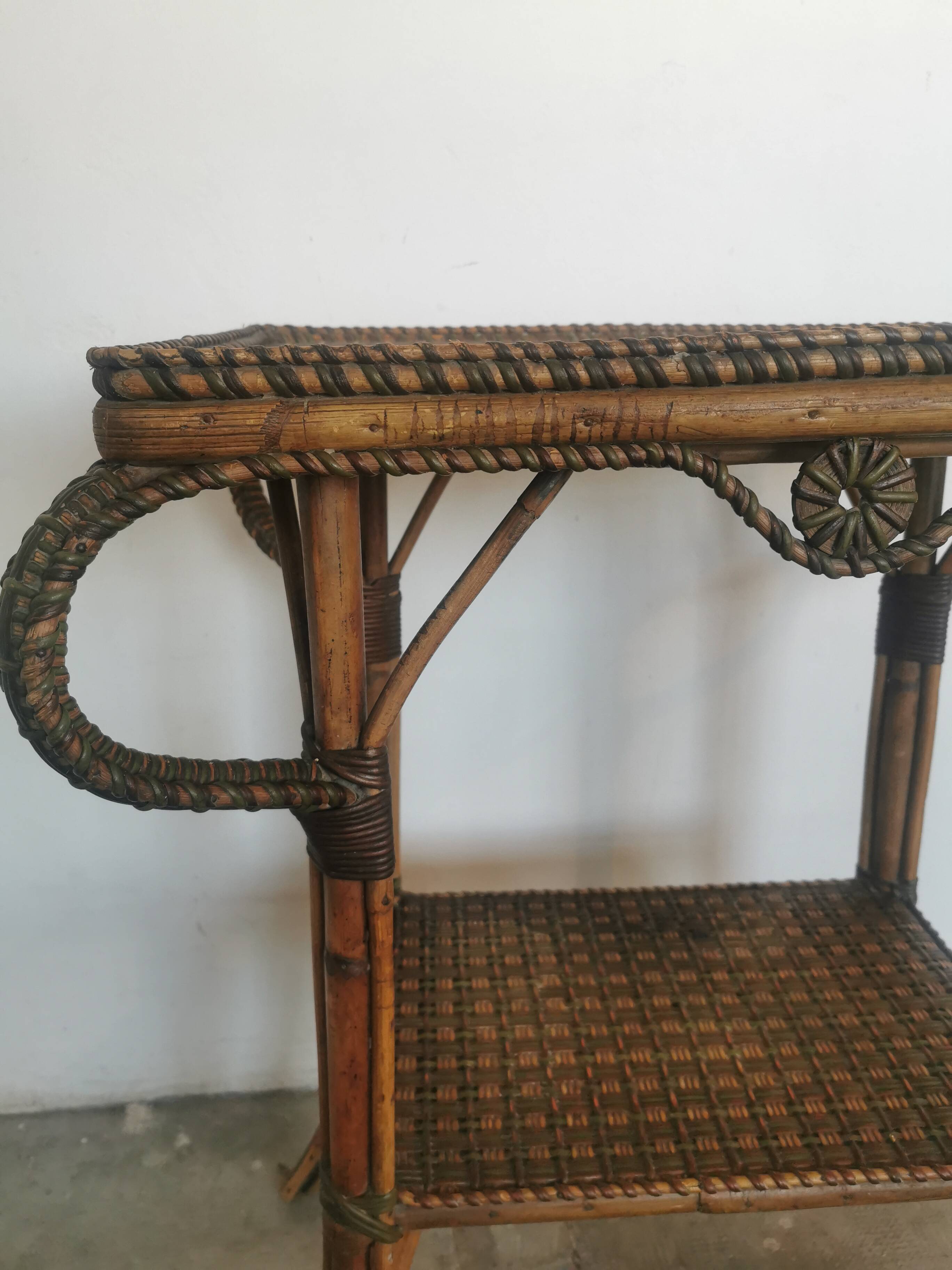 Perret and Vibert rattan serving trolley