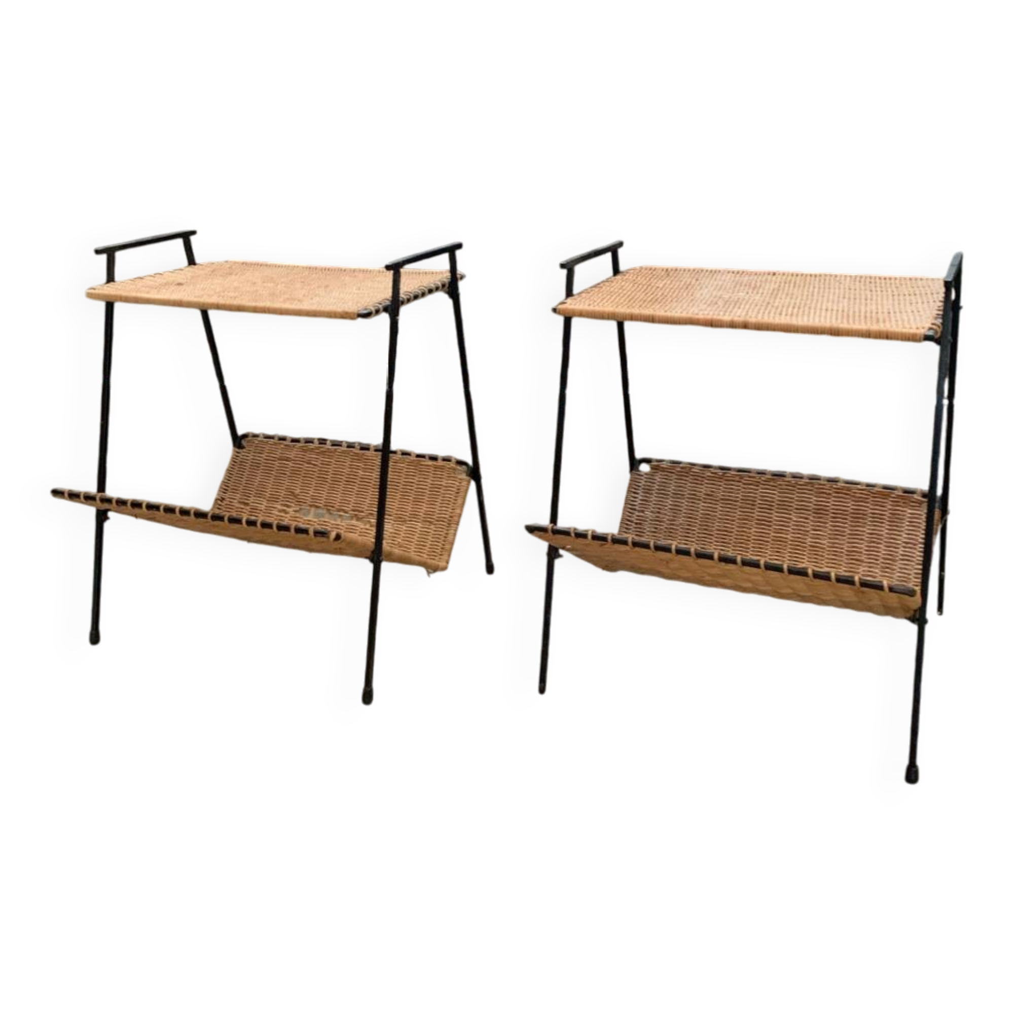 Pair of Raoul Guys Wicker Magazine Racks Circa 195