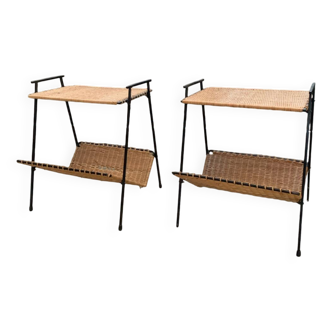Pair of Raoul Guys Wicker Magazine Racks Circa 195