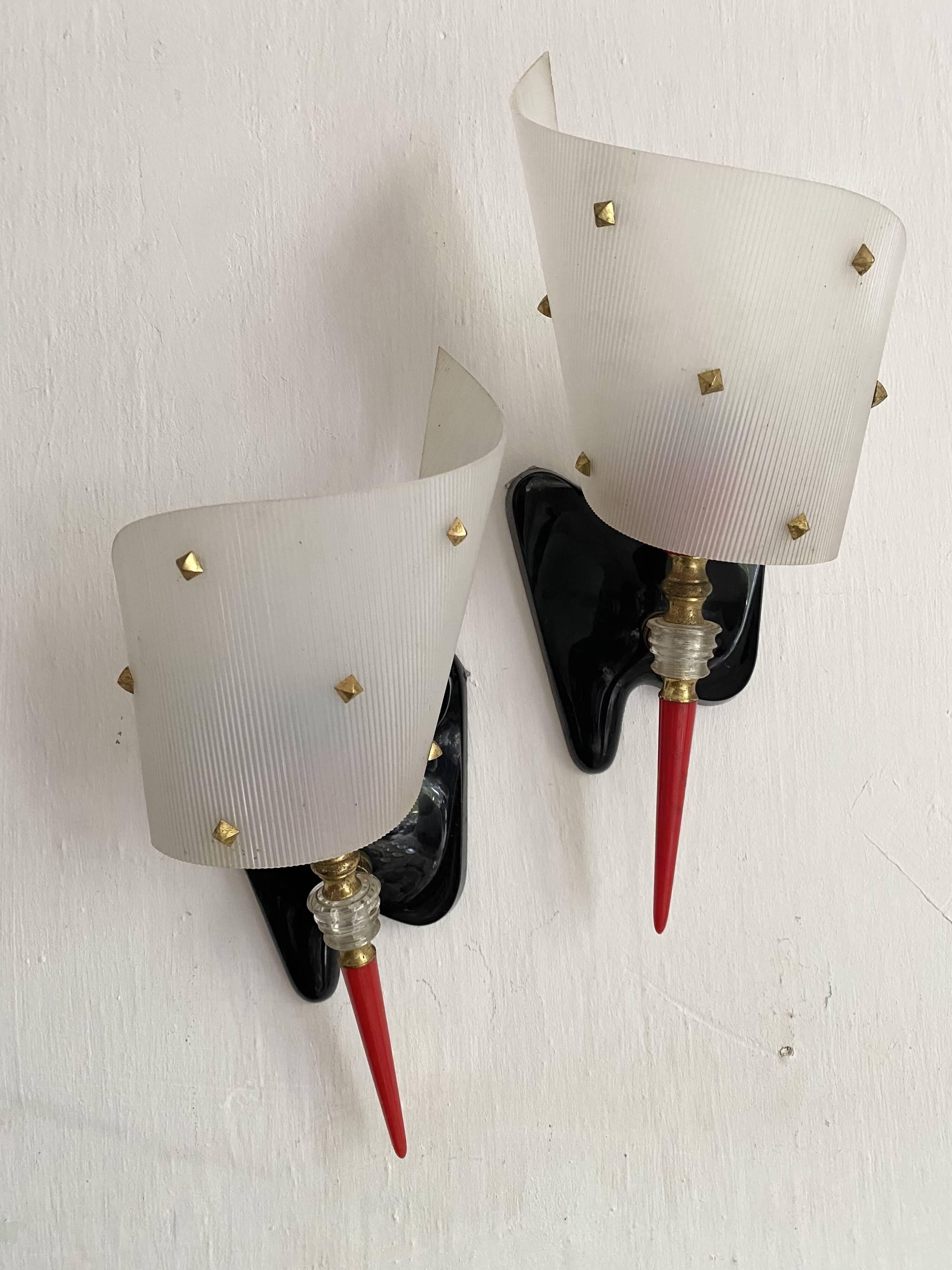 Pair of 50s-60s wall lights
