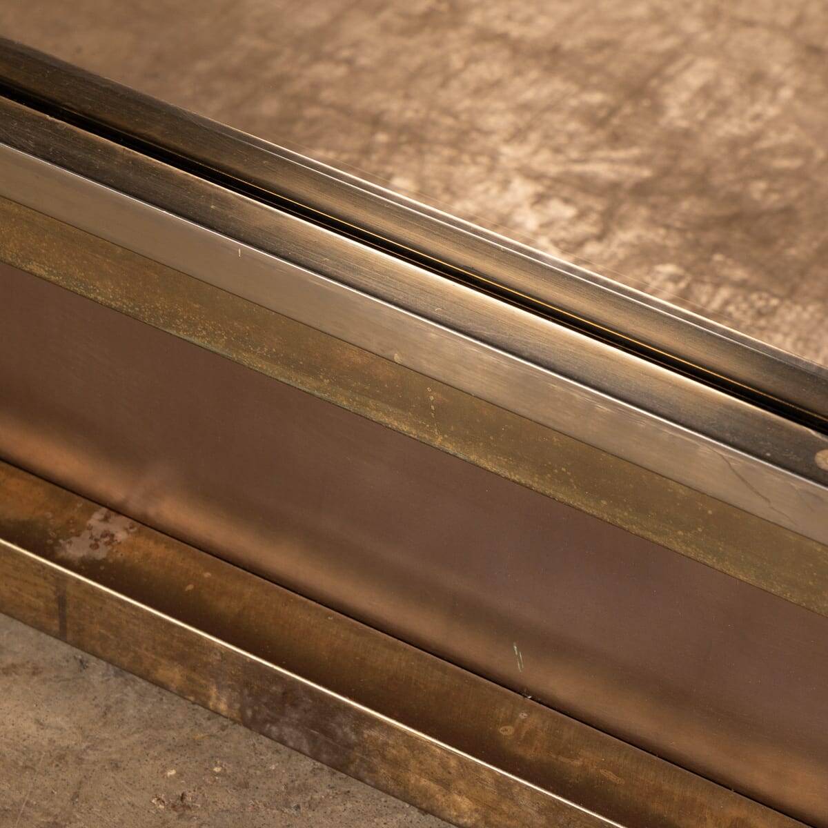 Miroir carré vintage en laiton et bronze du 20ème siècle par Belgo Chrom, Belgique