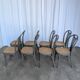 Set of 8 Vintage Gray Bentwood Dining Chair: Thonet Style Cane Seat