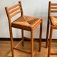Tabouret chaise de bar bois et paille