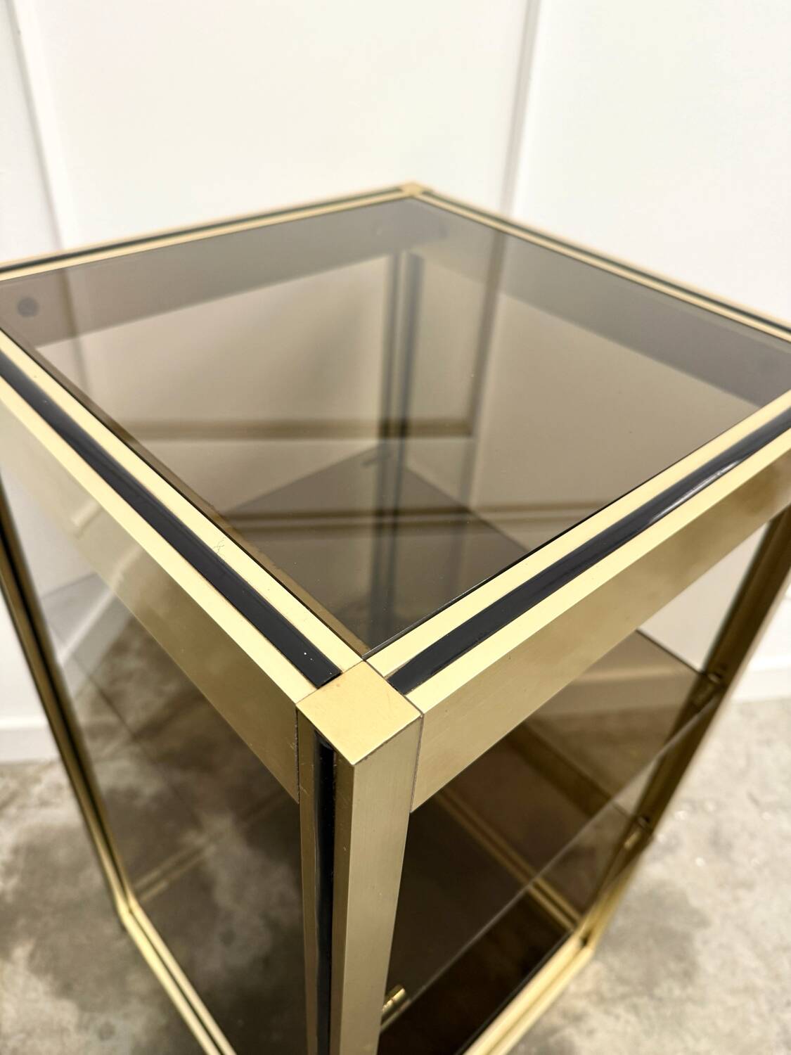 70s console smoked glass