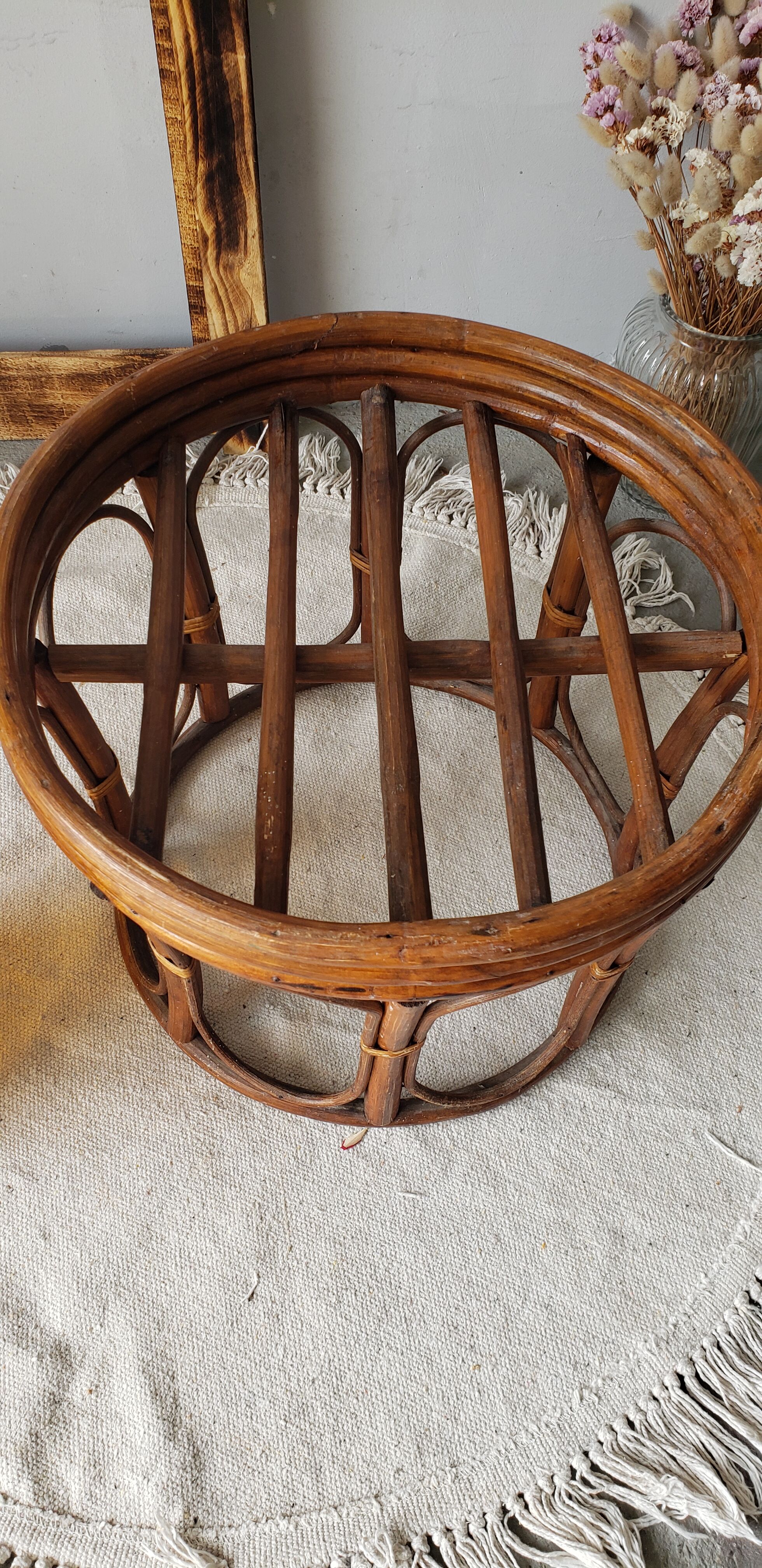 Rattan stool ottoman