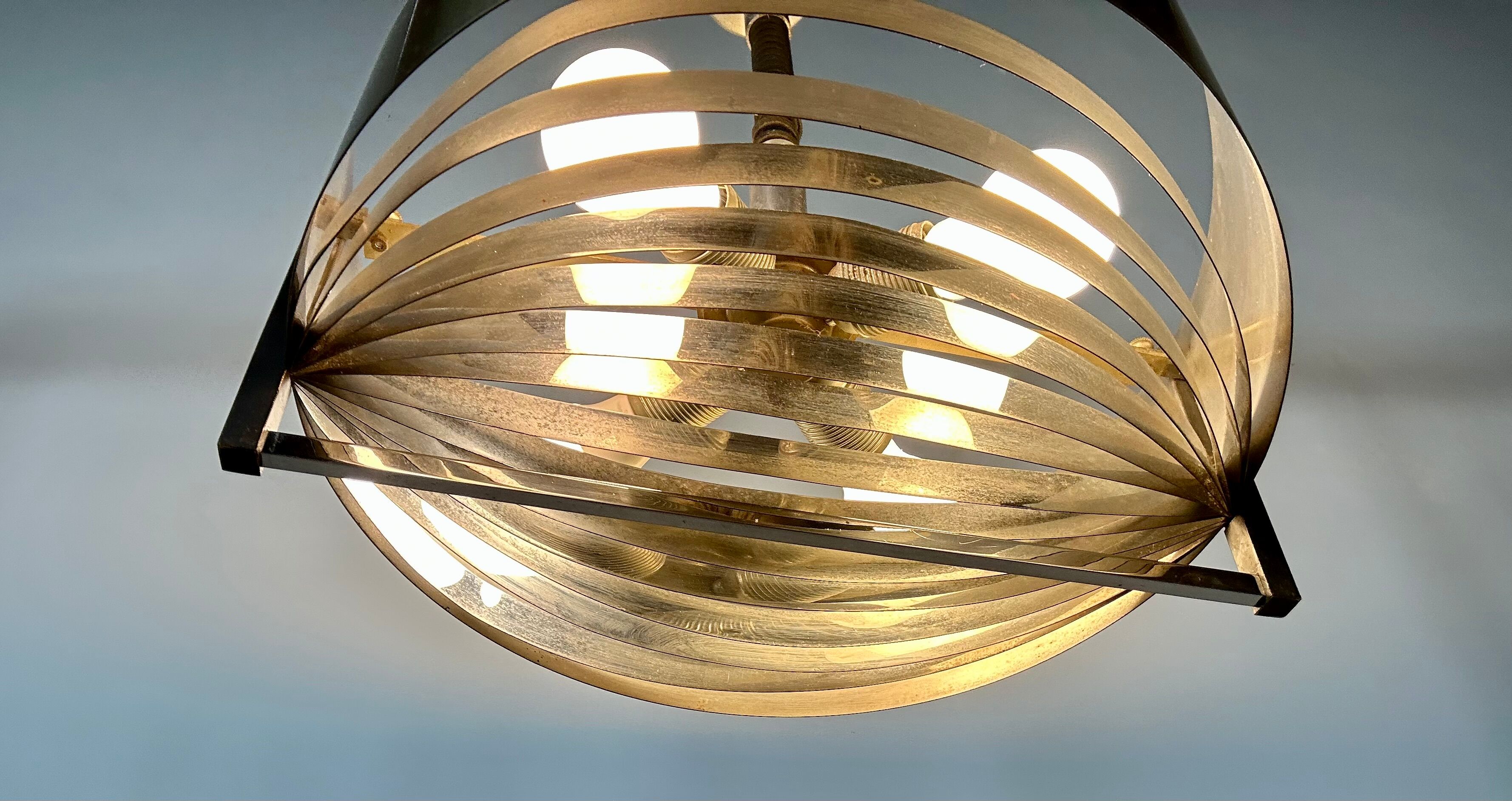 Vintage chandelier 70'S in chrome stainless steel 4 extendable lights