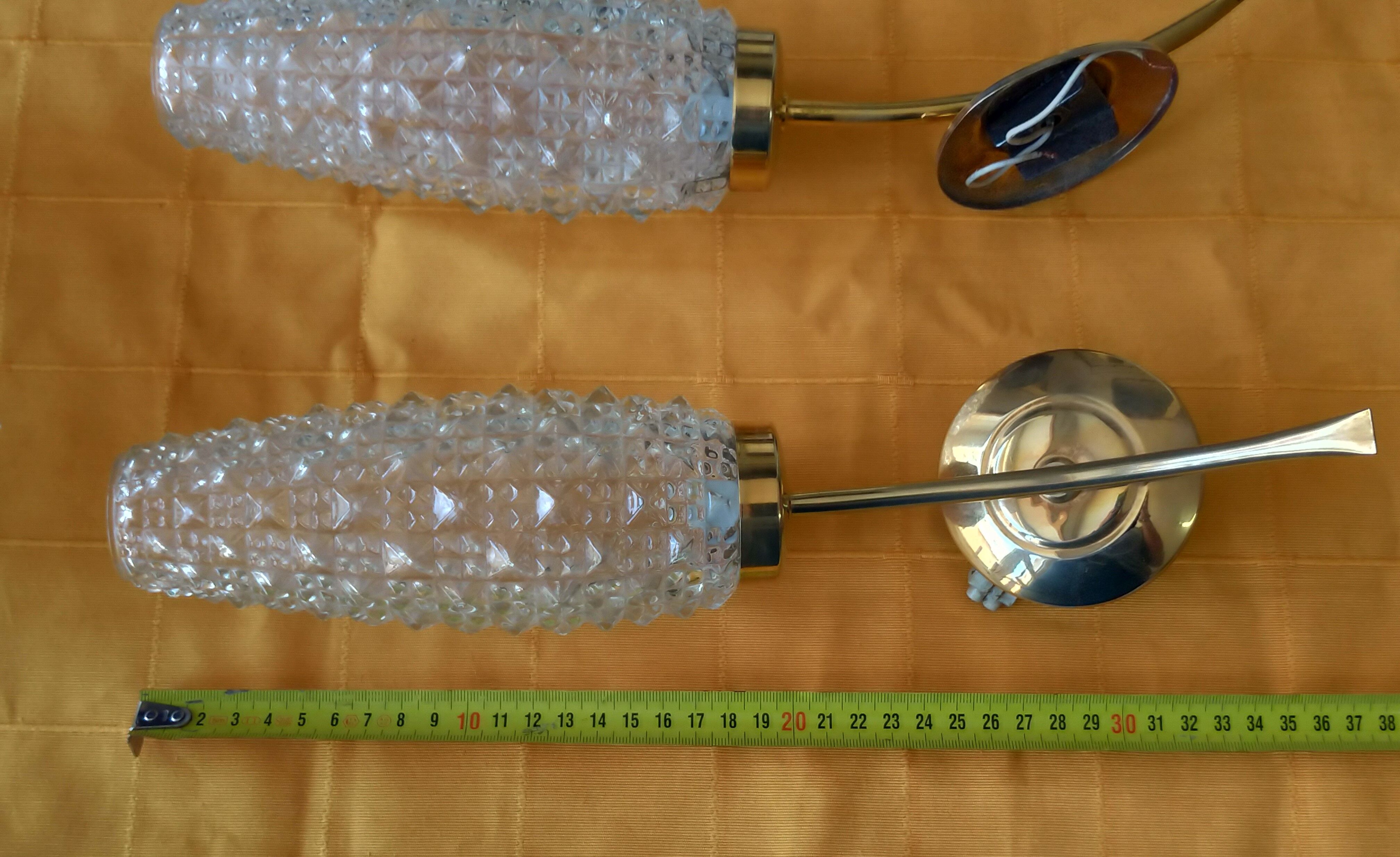 Pair of brass and glass sconces