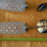 Pair of brass and glass sconces