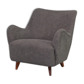 50s luxury sheepskin club fauteuil with new teddy fabric