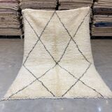 Berbere beni ouarain white wool carpet 180x255cm