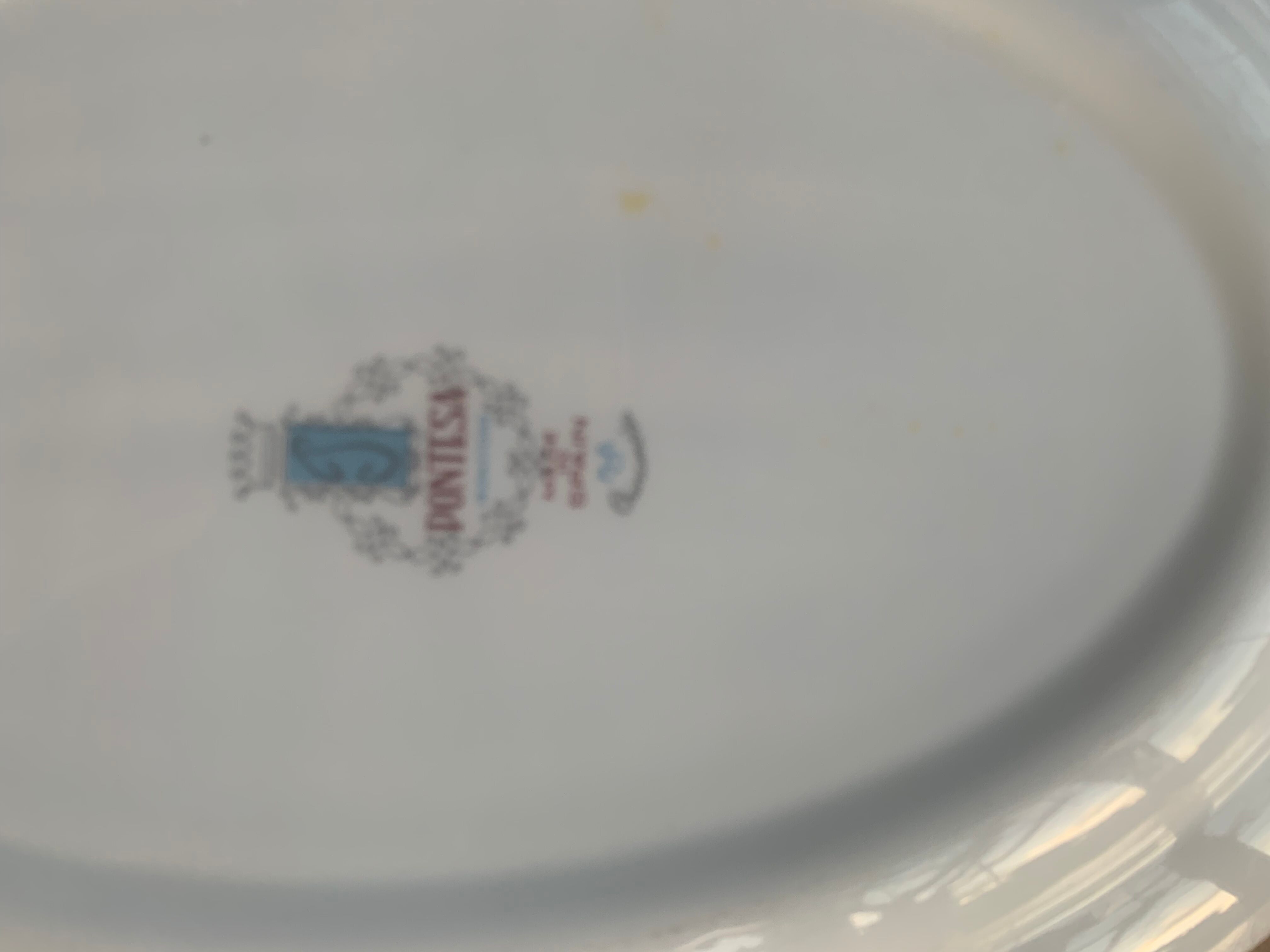 Large serving dish pontesa patterns blue flowers in vintage porcelain