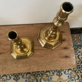 Duo of brass candlesticks