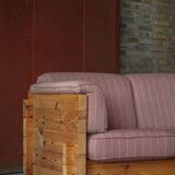 Modern Danish three-seater canapé in pomeranian pine and wool, by Christian IV, 1970s.