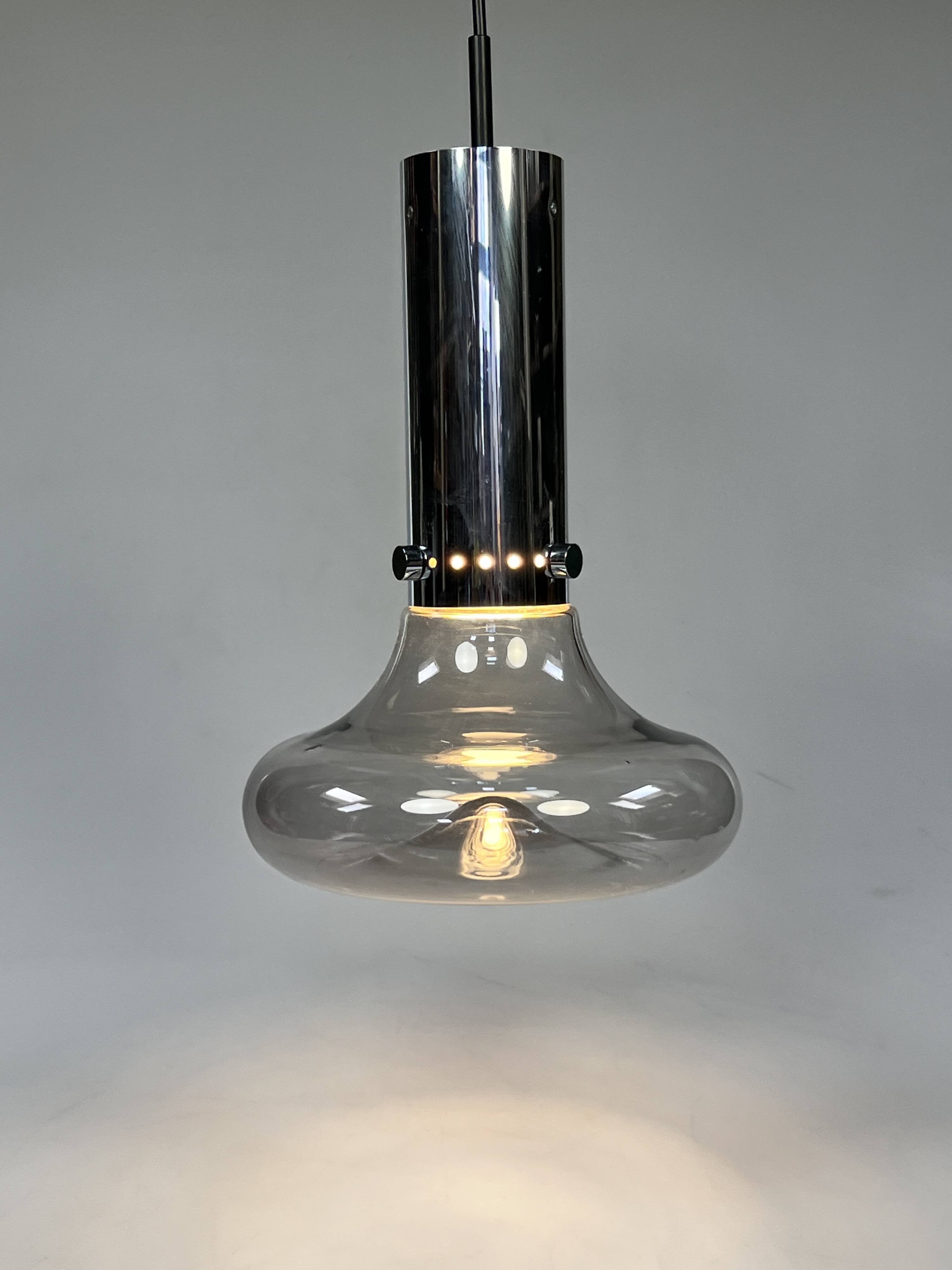 Vintage Space Age Pendant Lamp, Herbert Proft, Glashütte Limburg