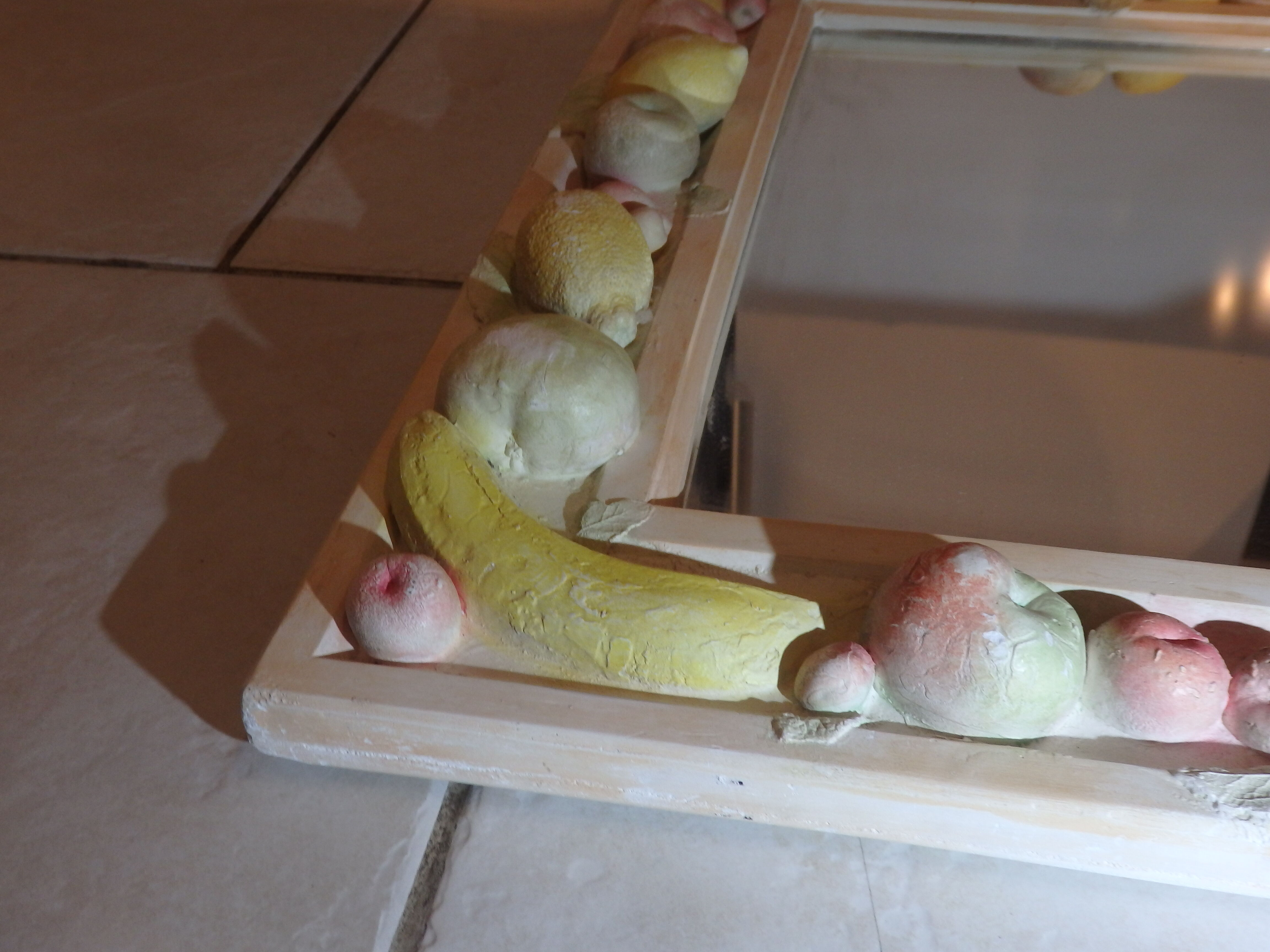 Vintage mirror year 70 80 Decorative Plaster Fruit Decorations