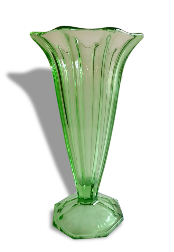 Art Deco green glass vase