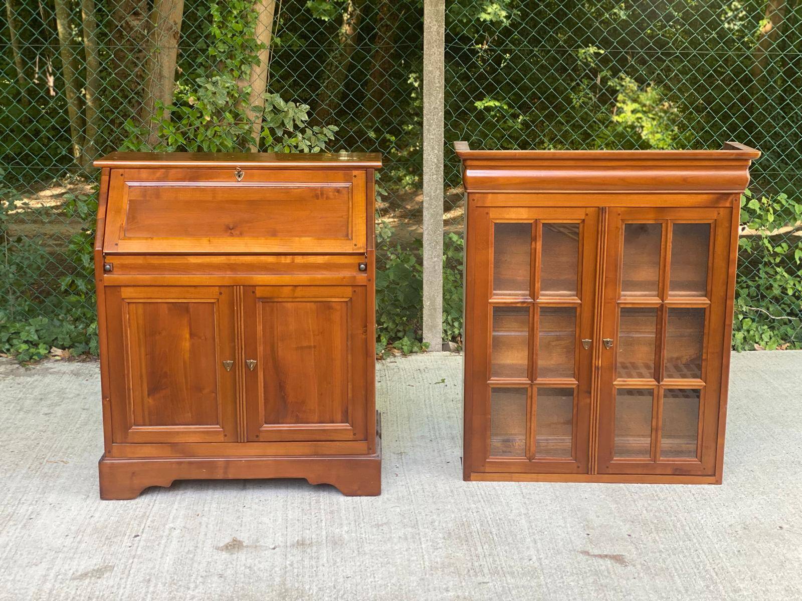 Louis Philippe donkey back secretary in solid wood, 20th century