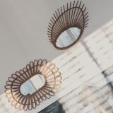 Flower rattan mirror