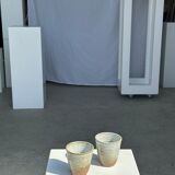 Set of 2 cups in Indonesian ceramic (brown & speckled glazed matte)