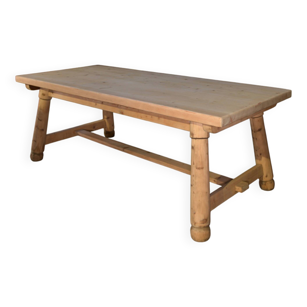 Table de ferme en pin brut brutaliste Georges Robert 1960's