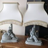 2 enamelled porcelain lamps