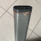 Black metal design armchair with blue fabric. 1980s.